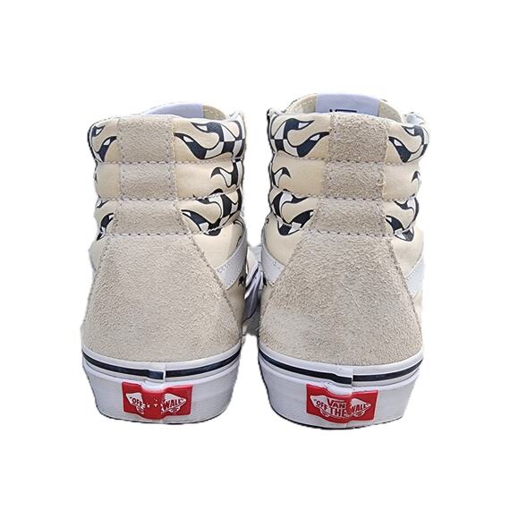 Vans Sk8-Hi Checker Flame Sneakers Off White Black High Top Classic Skate Shoes - Picture 4 of 10